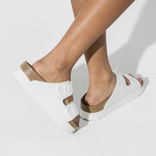 Birkenstock Arizona Platform Vegan - White- Medium/Narrow - Image 4