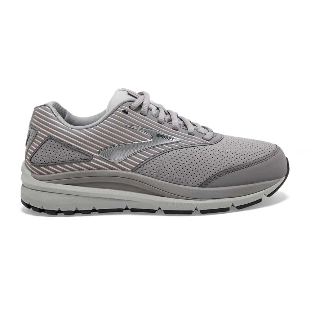 BROOKS Women's Addiction Walker Suede - Alloy/Oyster/Peach- Wide (D)