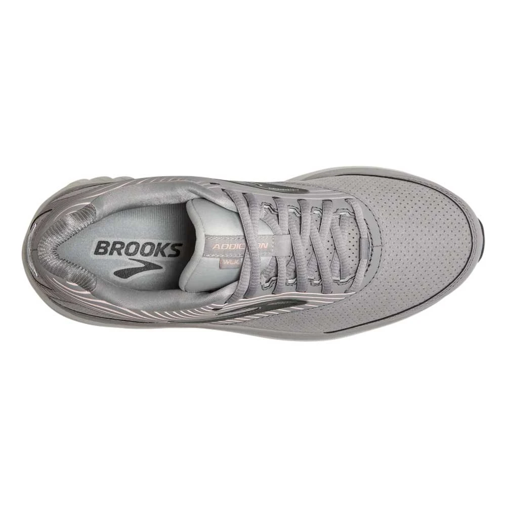 BROOKS Women's Addiction Walker Suede - Alloy/Oyster/Peach- Wide (D) - Image 5