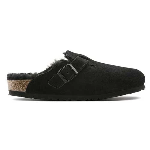 Birkenstock Boston Shearling Black Suede Leather- Regular/Wide - Image 2