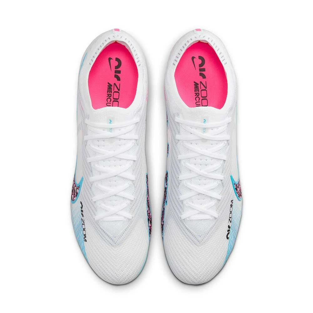 Nike Unisex Zoom Mercurial Vapor 15 Elite FG Soccer Cleats - White/Baltic Blue/Pink Blast - Regular (D) - Image 4