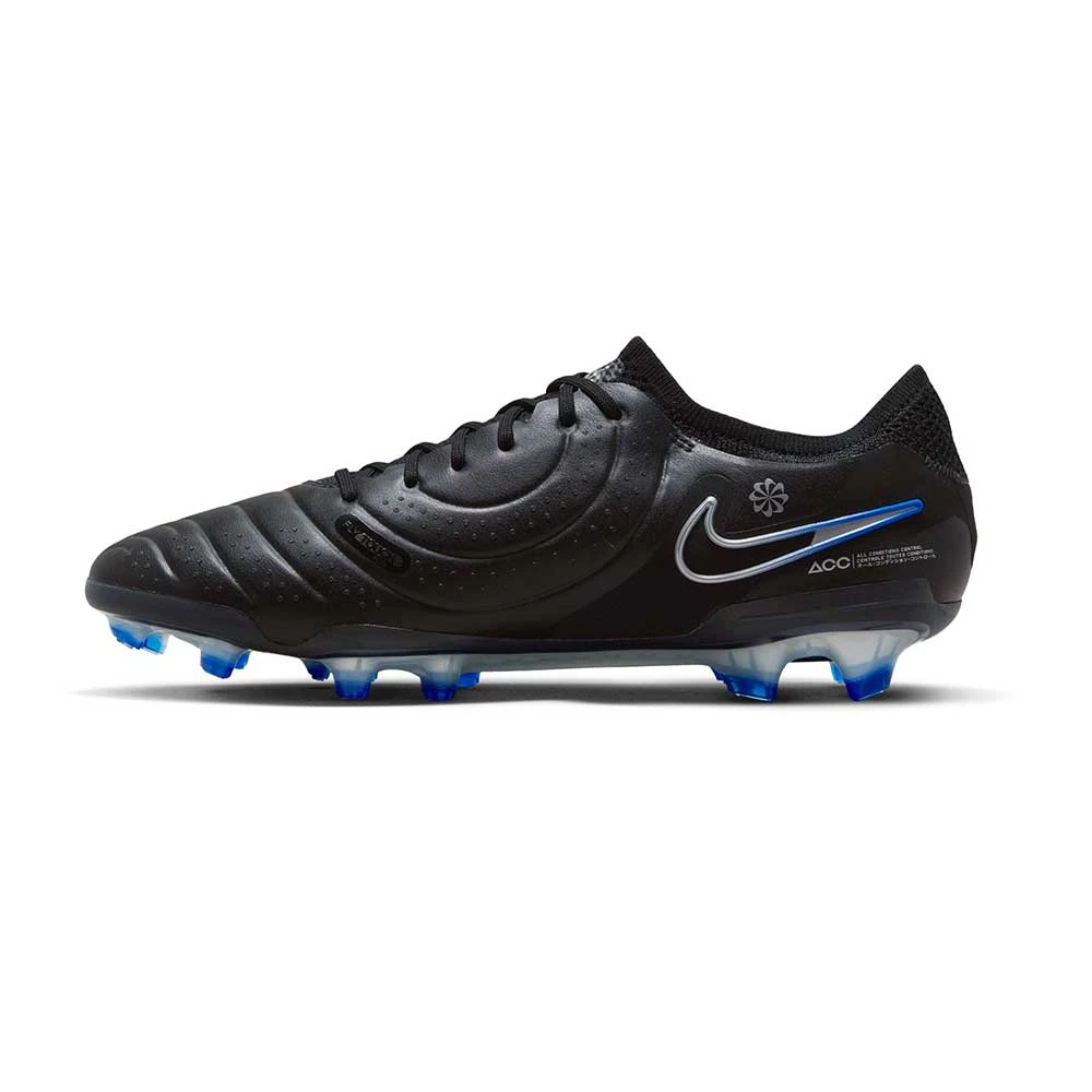 Nike Tiempo Legend 10 Elite FG Soccer Cleat - Black/Chrome-Hyper Blue- Regular (D) - Image 2