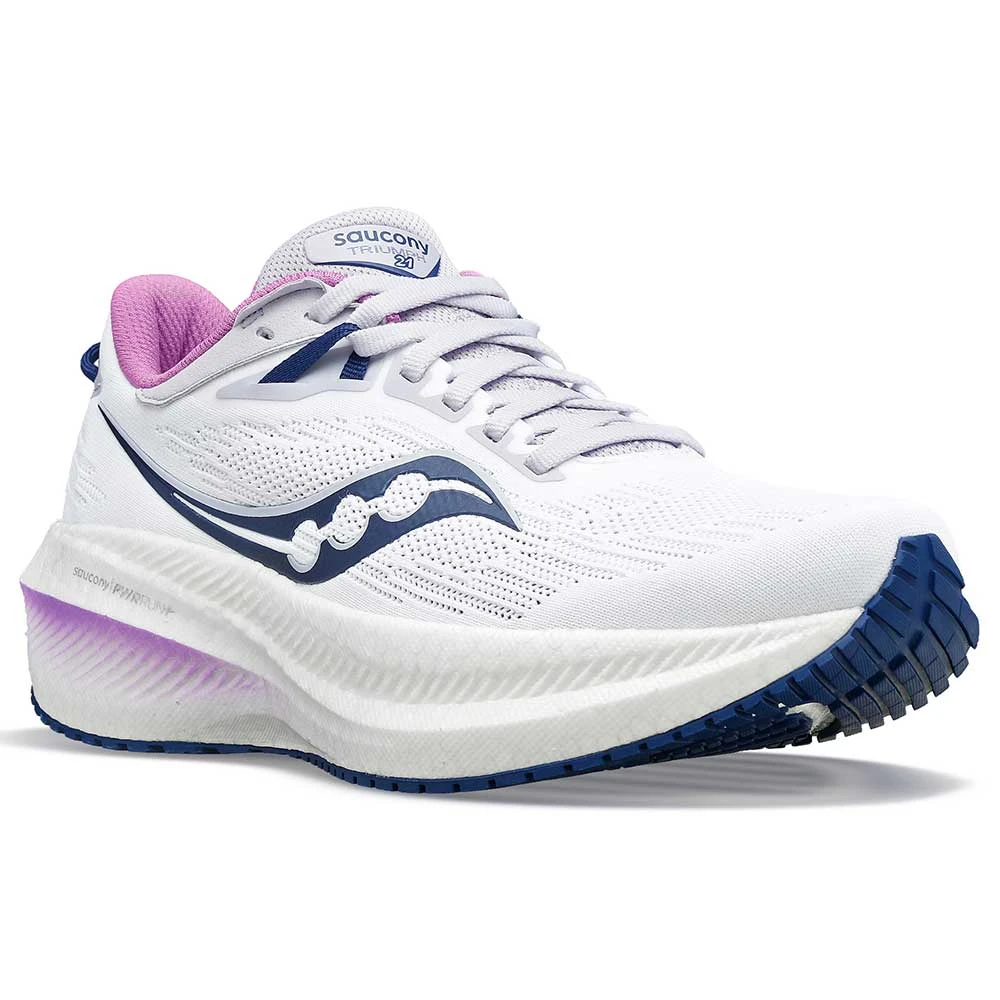Saucony Women's Triumph 21 Running Shoe - White/Indigo - Regular (B) - Image 2