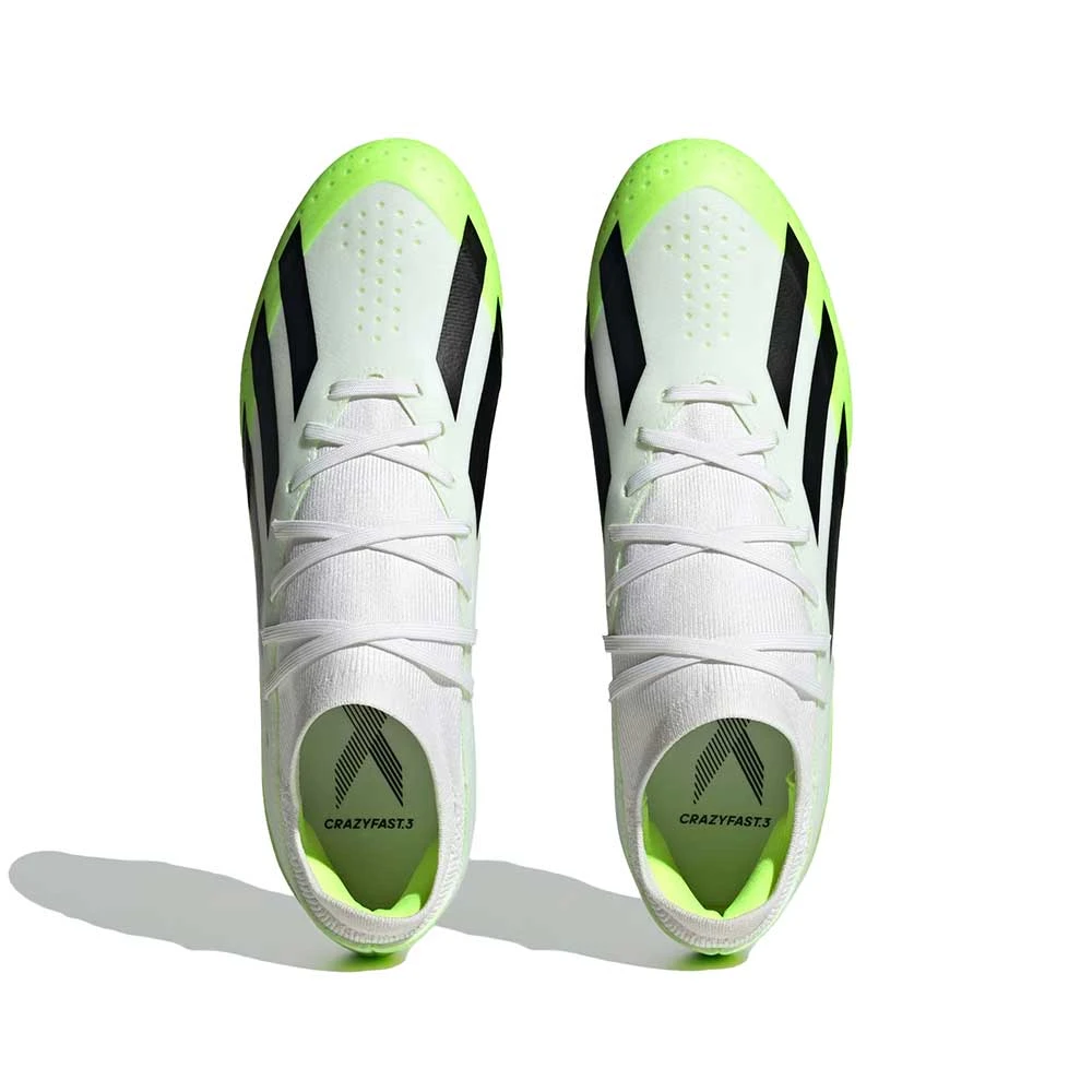 ADIDAS Unisex X Crazyfast .3 FG Cleats- Cloud White / Core Black / Lucid Lemon- Regular (D) - Image 6