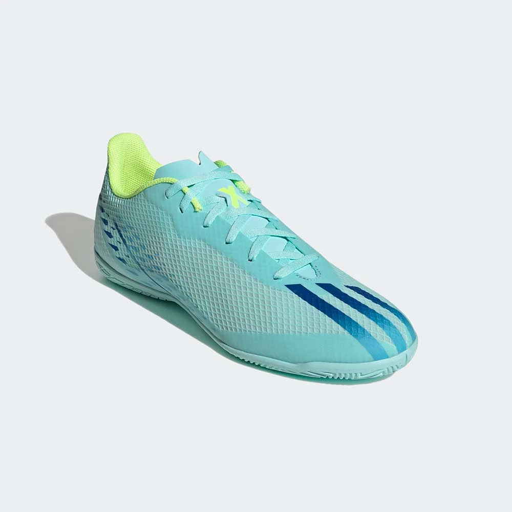 Unisex Adidas X Speedportal .4 IC Soccer Shoe - Clear Aqua/Powder Blue/Solar Yellow- Regular (D) - Image 2